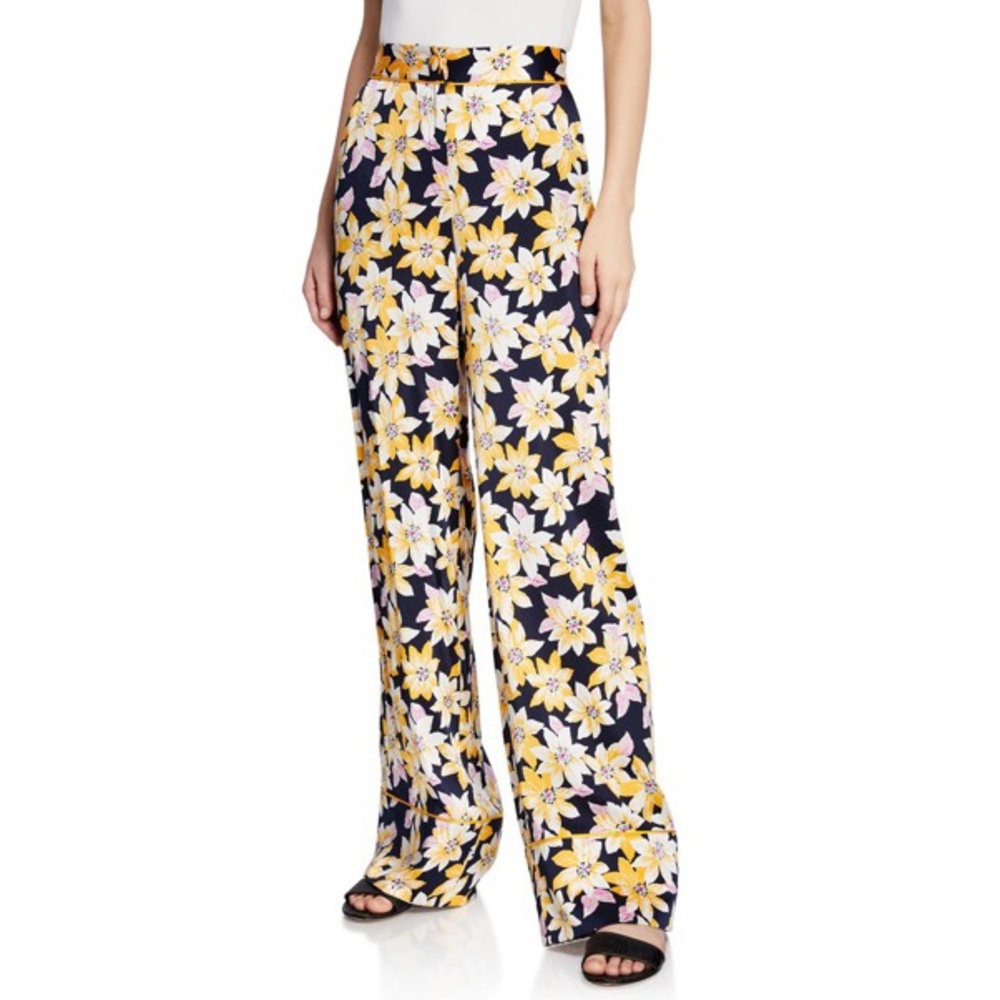 NWT Cinq a Sept Margot Floral Silk Wide-Leg Pant - Picture 1 of 6